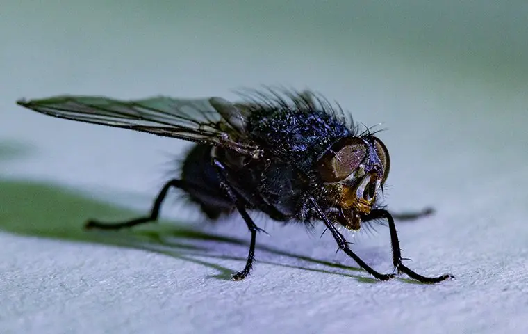house fly on a kitchen counter